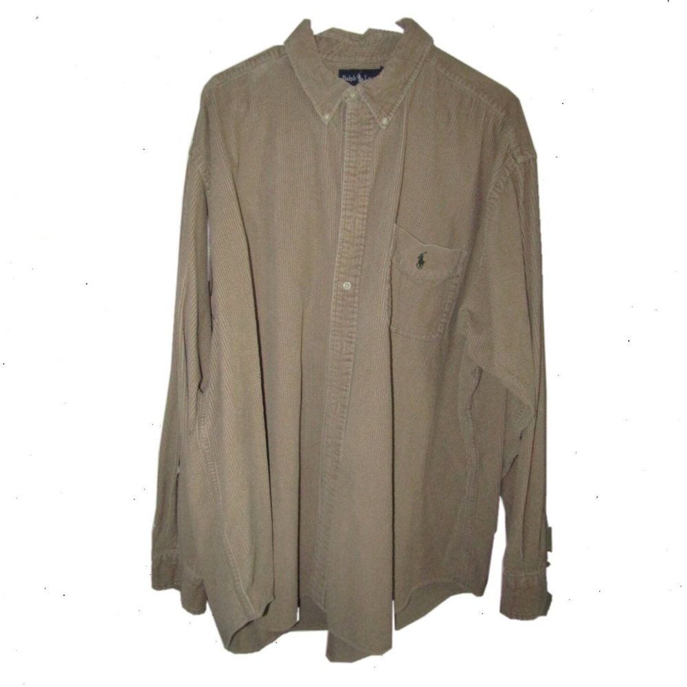 Tan long sleeve Polo dress shirt